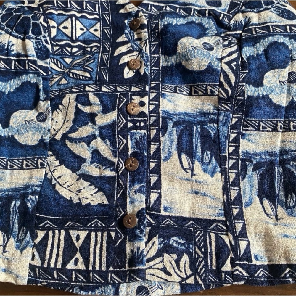 Vintage Hilo Hattie Women’s Hawaiian Blue White Cotton Halter Top Festival SMALL - Picture 3 of 10